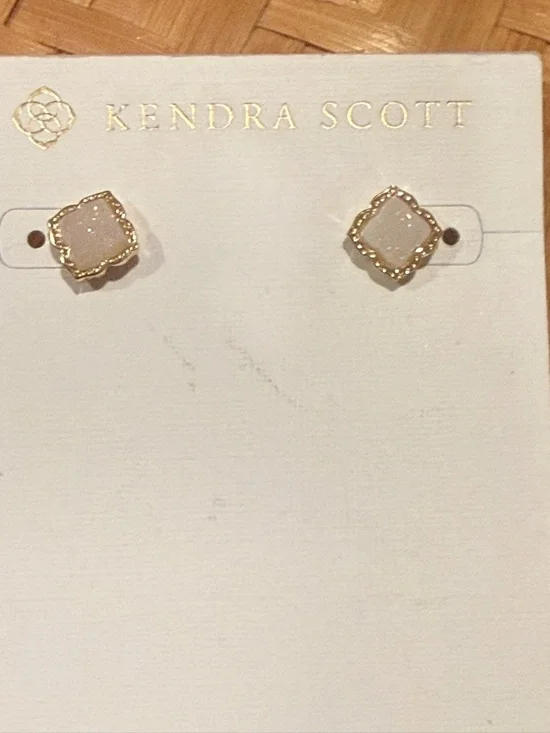 Kendra Scott Mallory Gold Stud Druzy Earrings NWT - Picture 7 of 9